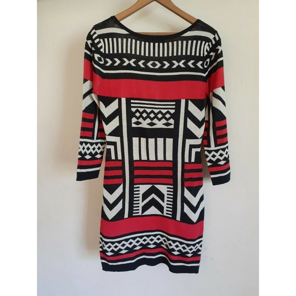 Flying Tomato Geometric 3/4 Sleeve Dress Sz M - Picture 3 of 8